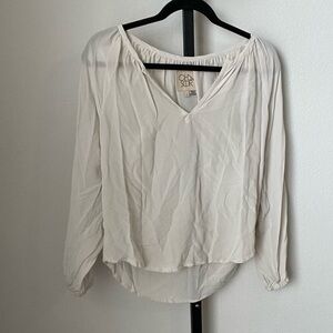 Chasor Cream 100% Crepe De Chine Silk Blouse Size Small
